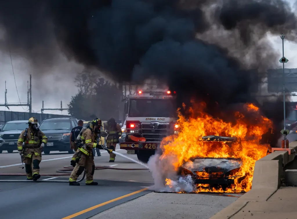 A19 burning car rescue: Teen and two strangers pull pair from flames A19 burning car rescue